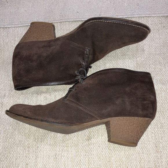 Sessun size 41 women’s soft suede leather Booties dark brown lace up - Picture 3 of 15